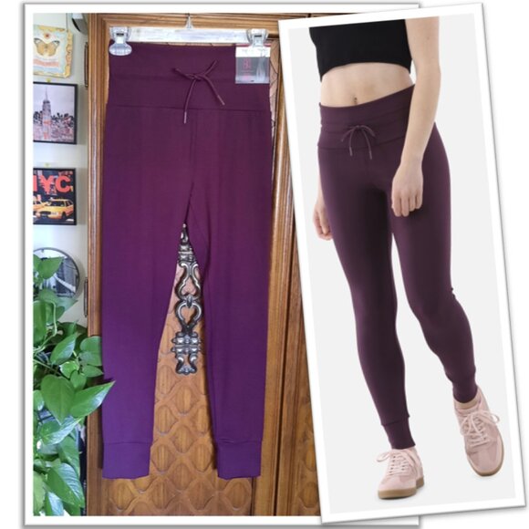 NO BOUNDARIES Tie-Waist Cuffed Leggings - Plum/Purple, Size S, NWT! - Picture 1 of 16